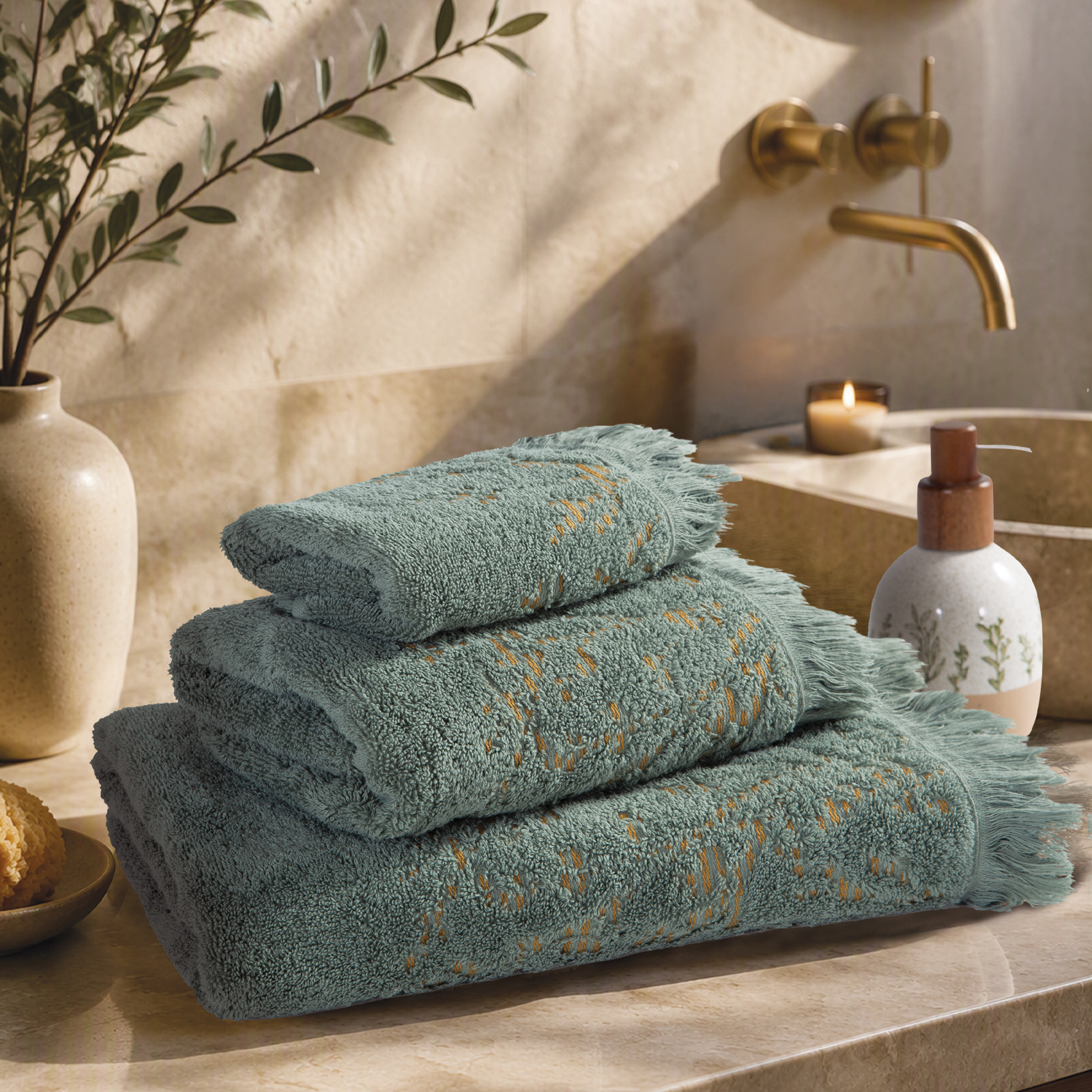Πετσέτα Προσώπου Nef-Nef Homeware Saron 50x90 Green