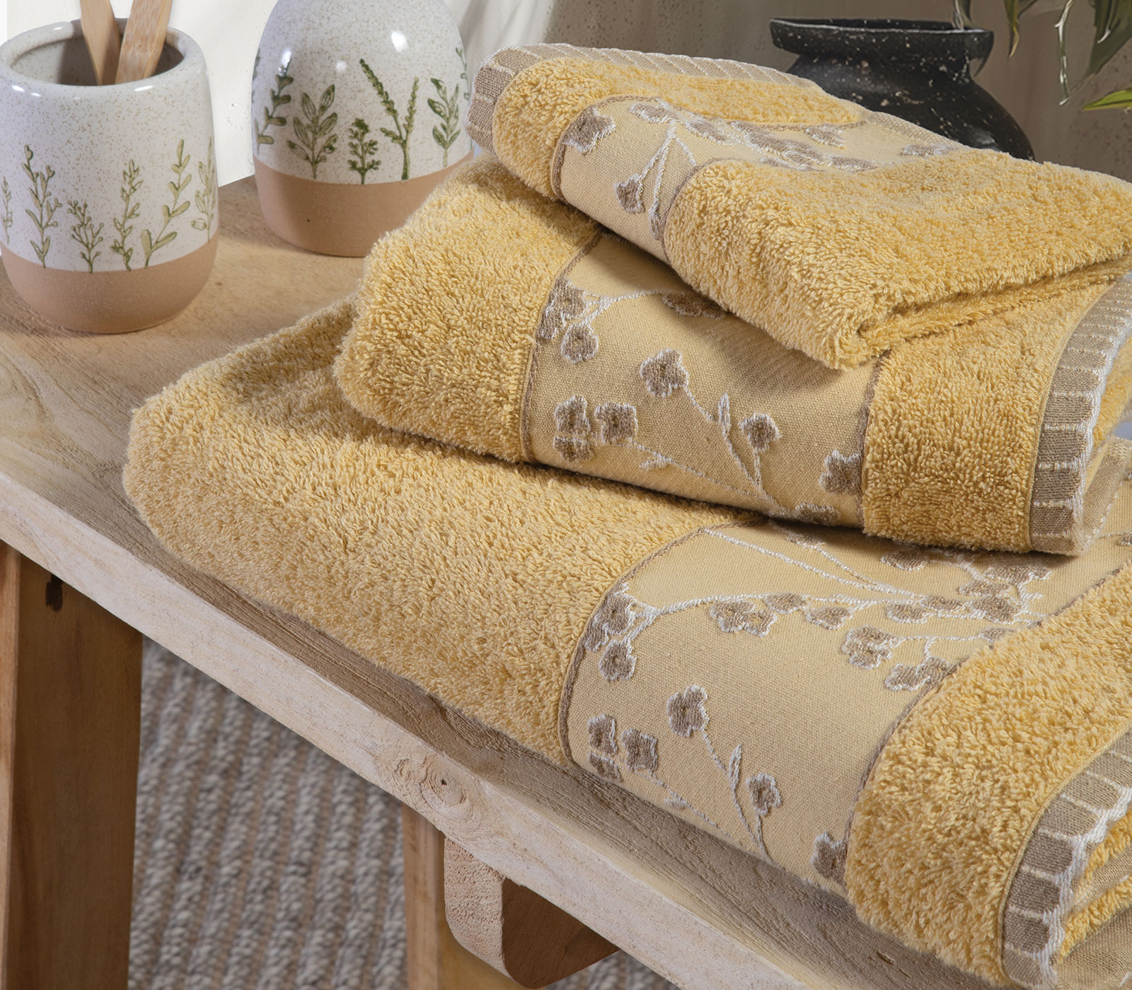 Πετσέτα Προσώπου Nef-Nef Homeware Floriva 50X90 Yellow