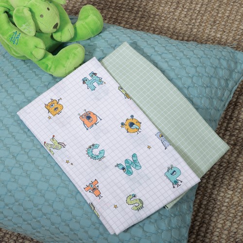 Βρεφικά Σεντόνια Λίκνου Nef-Nef Homeware Alphabet Monster Pistachio