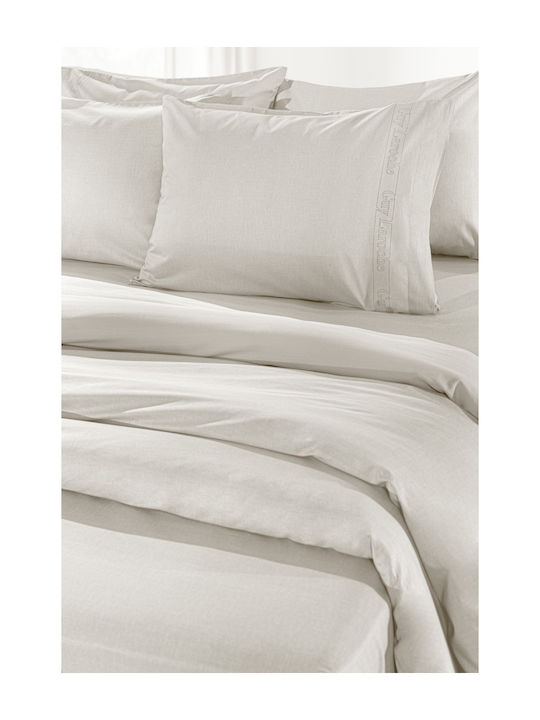 Σεντόνι Διπλό Guy Laroche Color Plus Ivory 140X200+32 με λάστιχο