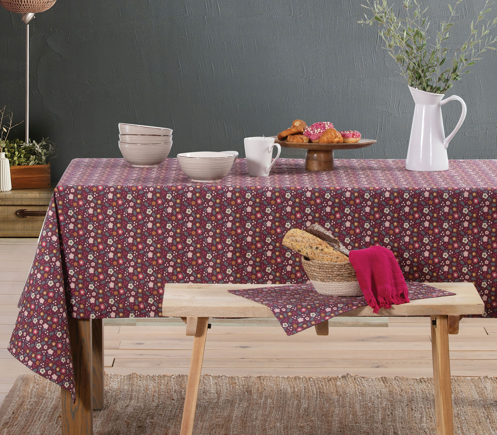 Αλέκιαστο Τραπεζομάντηλο Nef-Nef Livingry 140X140 Berry