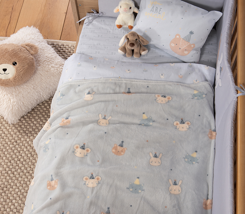 Βρεφική Κουβέρτα Κούνιας Nef-Nef Homeware Fleece Special Party 110x150 Blue