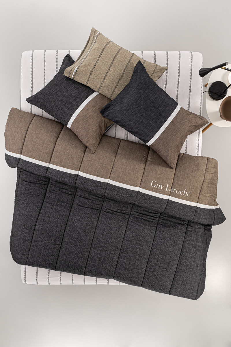 Παπλωματοθήκη Υπέρδιπλη Guy Laroche (Σετ) Suede Beverly Carbon 225X245