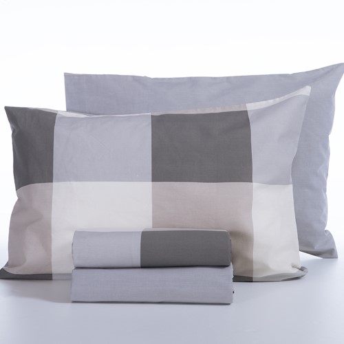 Σεντόνια King Size Nef-Nef Homeware (Σετ) Casual Check 240Χ270 Grey (με λάστιχο)