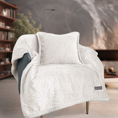 Ριχτάρι Πολυθρόνας Guy Laroche Bolzano Ivory 130X170 + Mαξιλάρι 40X40+2.5 χωρίς γέμιση