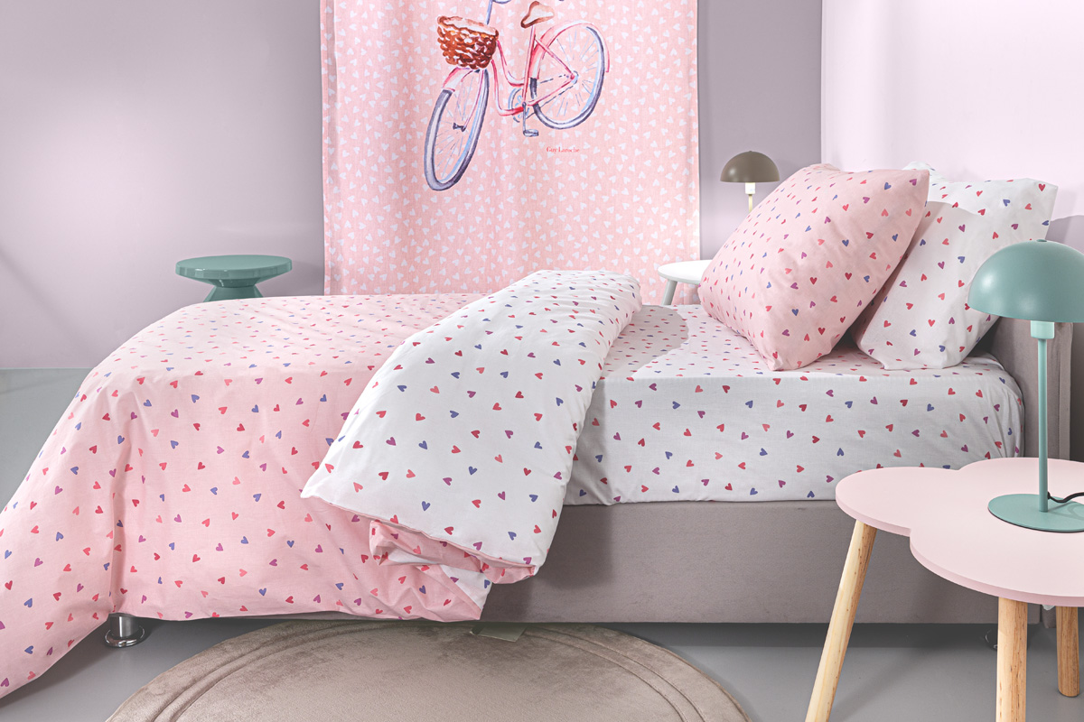 Παιδικά Σεντόνια Guy Laroche (Σετ) Amore Pink 100X200+28 Με Λάστιχο
