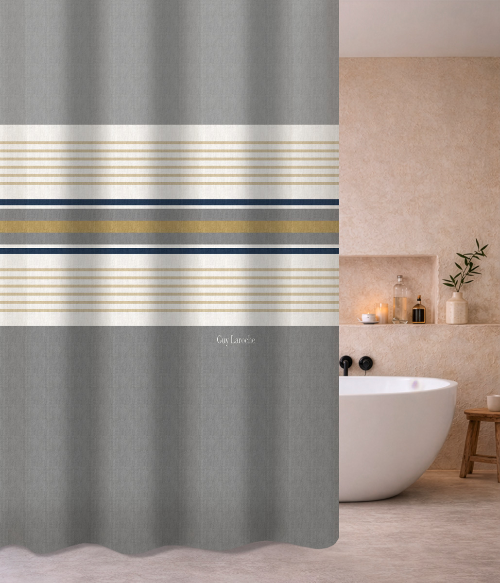 Κουρτίνα Μπάνιου Guy Laroche Pinstripe Grey 180X185