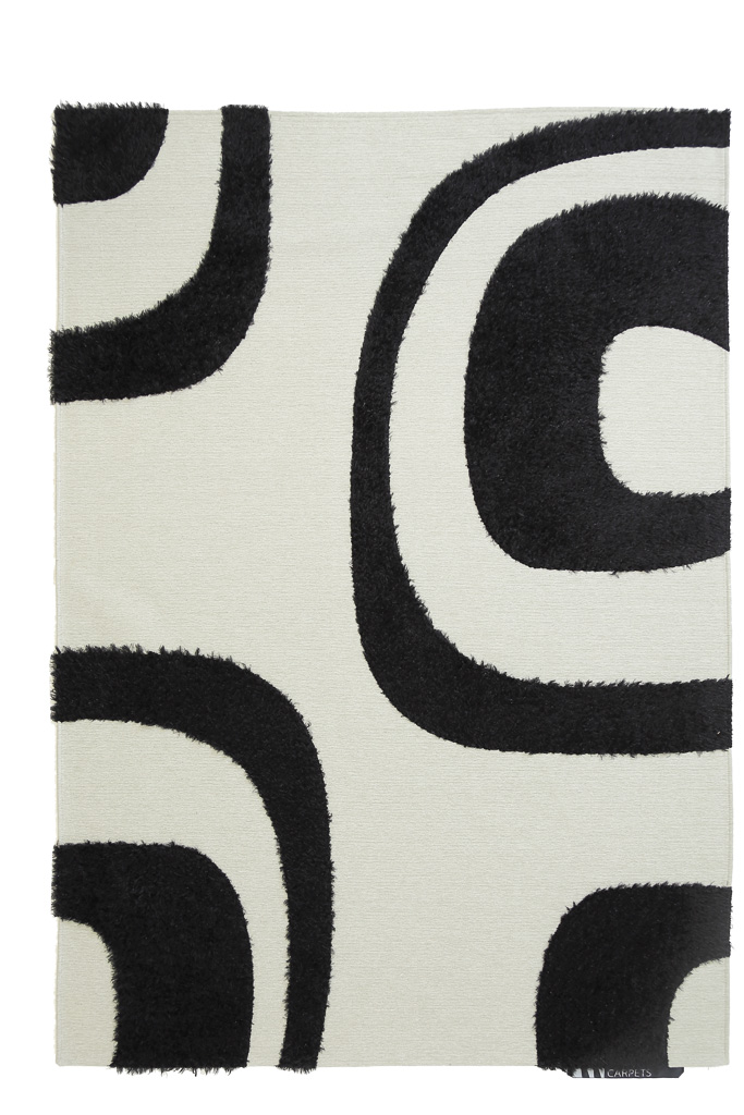 Χαλί Toscana Shaggy SHIRA BLACK WHITE Royal Carpet - 140 x 200 cm