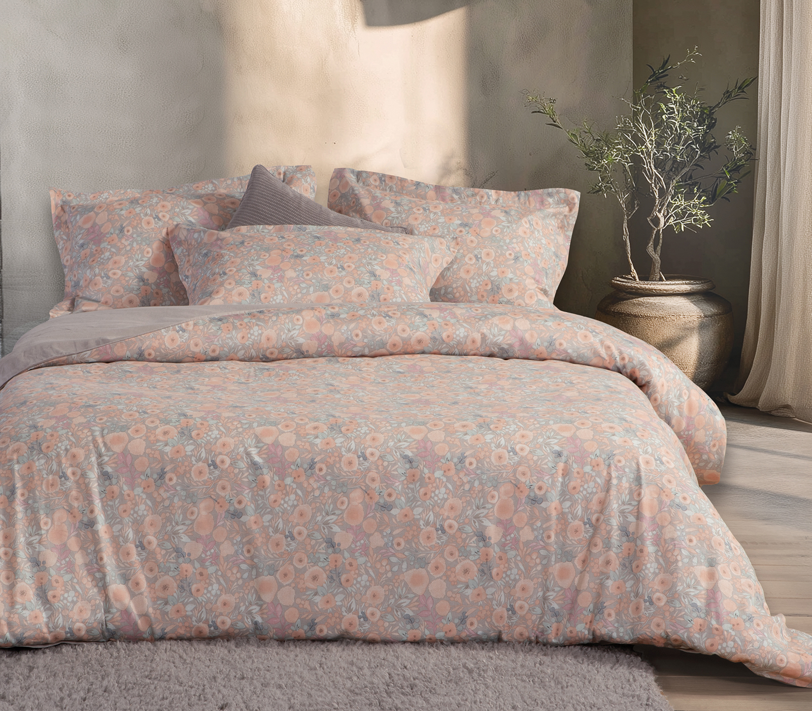 Σεντόνια Υπέρδιπλα Βαμβακοσατέν Nef-Nef Homeware Alystran 240x270 Grey