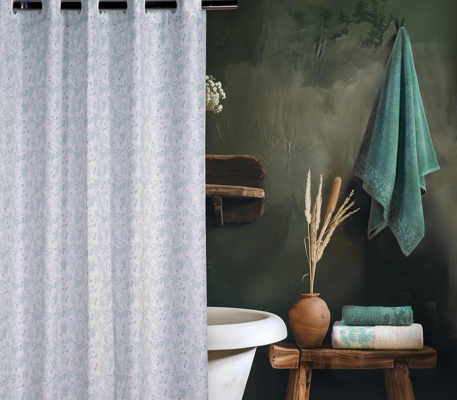 Κουρτίνα Mάνιου Nef-Nef Homeware Odete 180X180 green