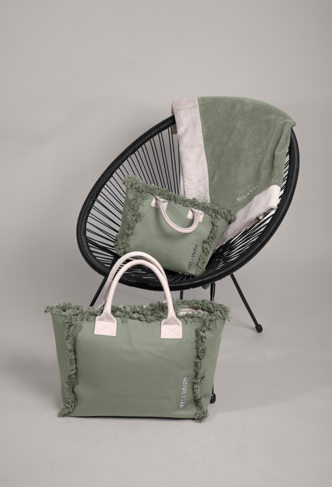 Τσάντα Χειρός Θαλάσσης Feel & Touch Caribbean Khaki/Ammos