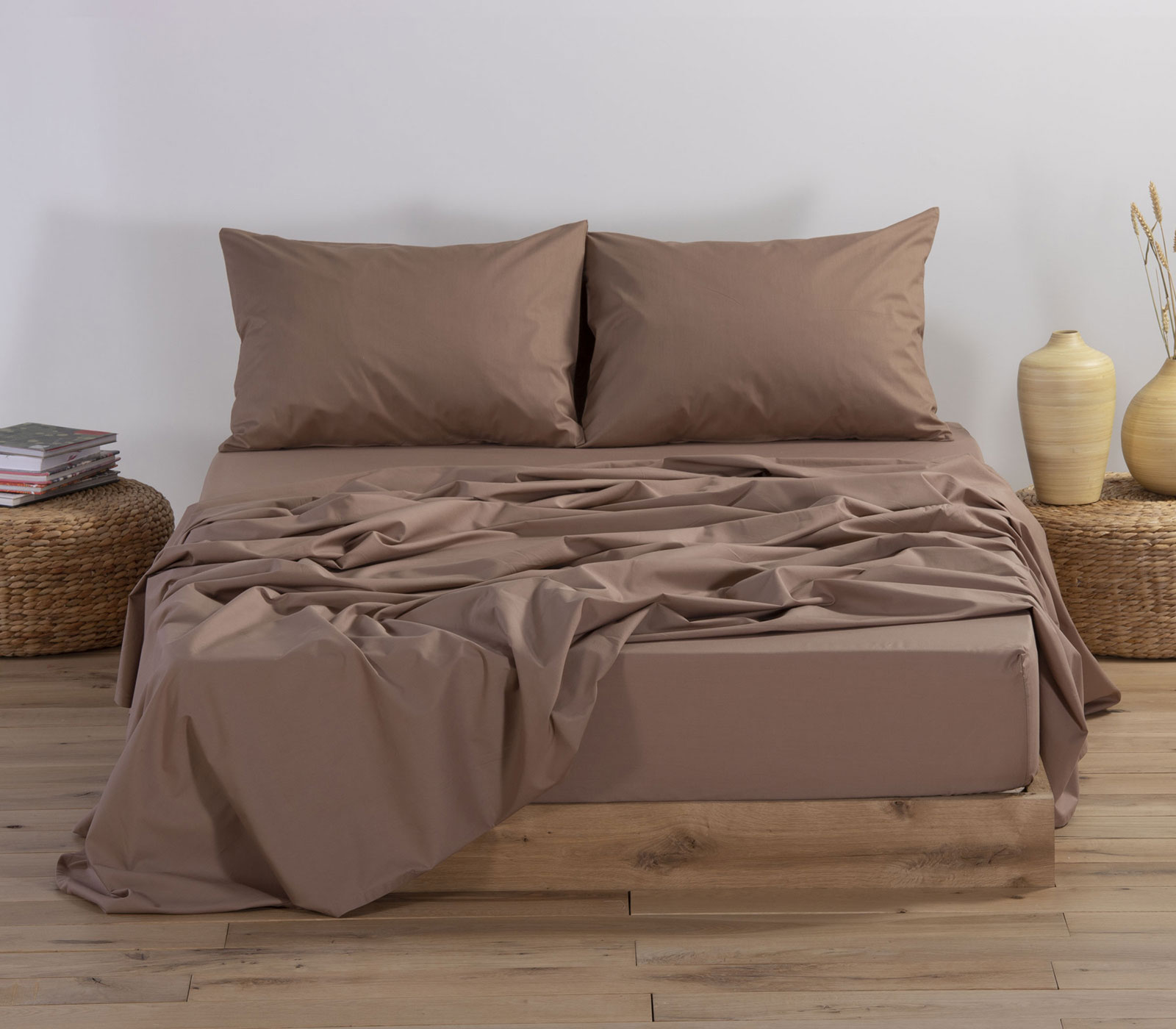 Σεντόνι Μονό Με Λάστιχο Nef-Nef Basic Brown (100x200+ 30)