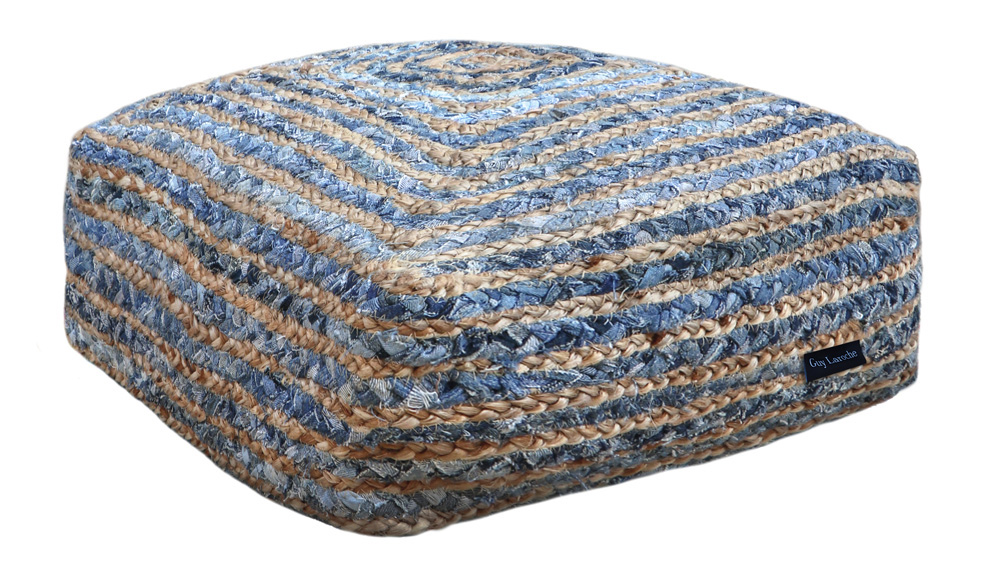 Διακοσμητικό Πουφ Guy Laroche Boho Denim 50X50X25