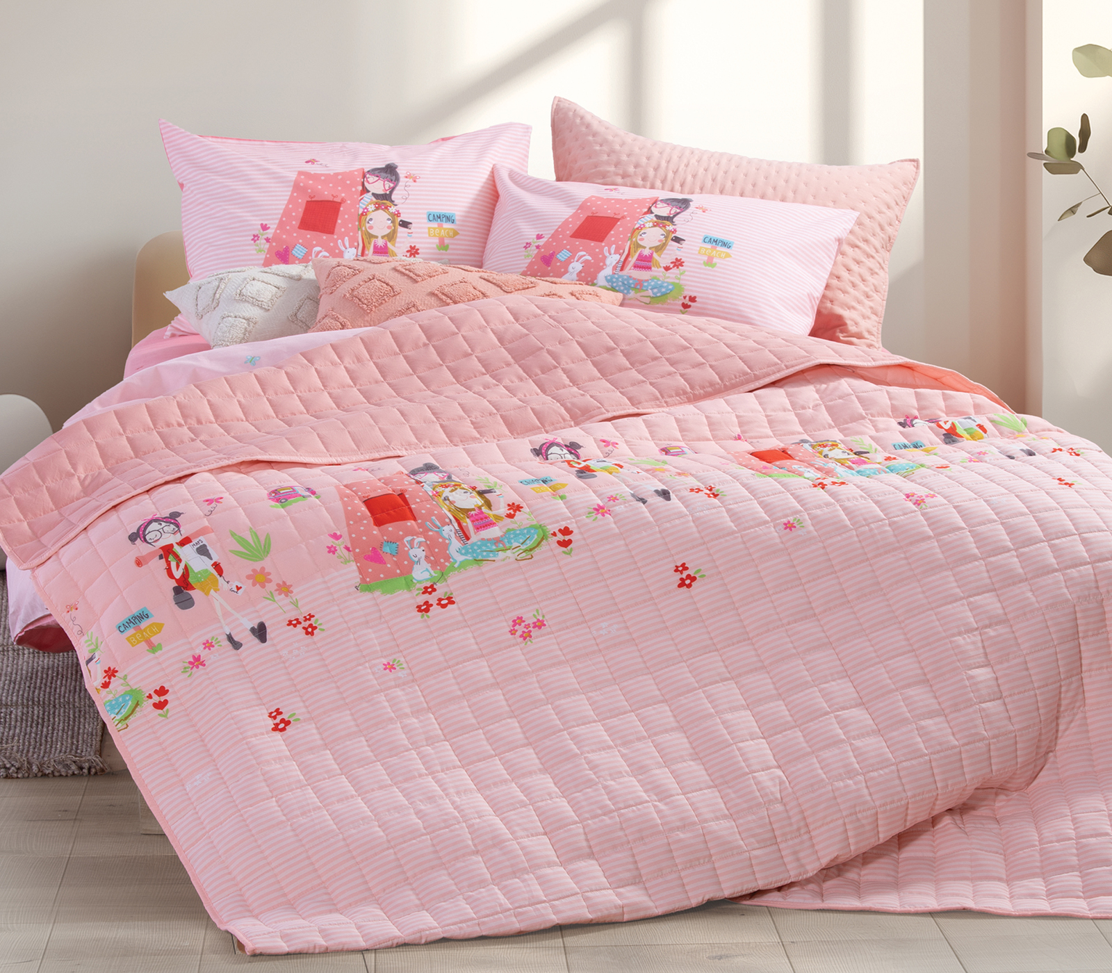 Παιδικό Κουβερλί Μονό Nef-Nef Homeware  Camping 180x240 Coral 