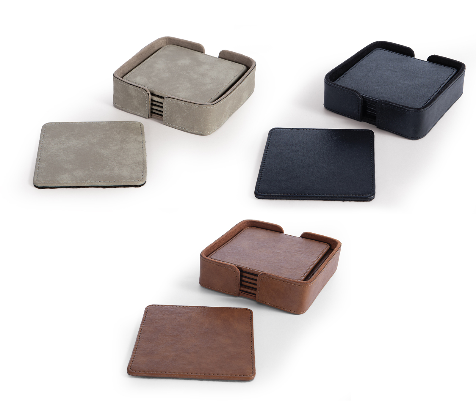 Σετ Σουβέρ Nef-Nef Homeware με υφή δέρματος Lethal 6τμχ 10X10X3 D.Grey