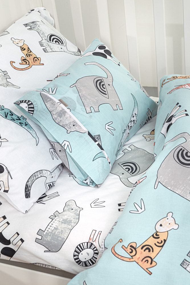 Βρεφικά Σεντόνια Guy Laroche (Σετ) Zootopia Aqua-Grey 115x170