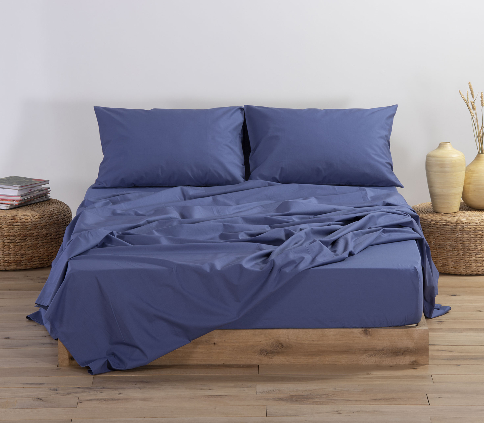  Σεντόνι Διπλό Nef-Nef Homeware Basic Με λάστιχο 140Χ200+30 Indigo