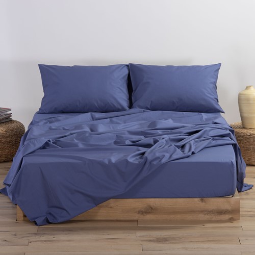Σεντόνι Διπλό Nef-Nef Homeware Basic Με λάστιχο 140Χ200+30 Indigo