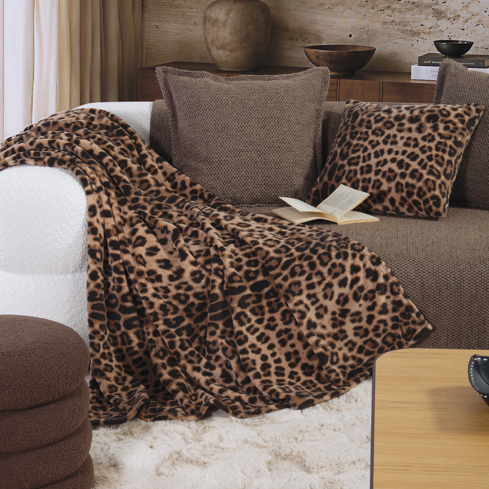 Κουβερτάκι Καναπέ Nef-Nef Homeware Cheetar 130x180 Βrown