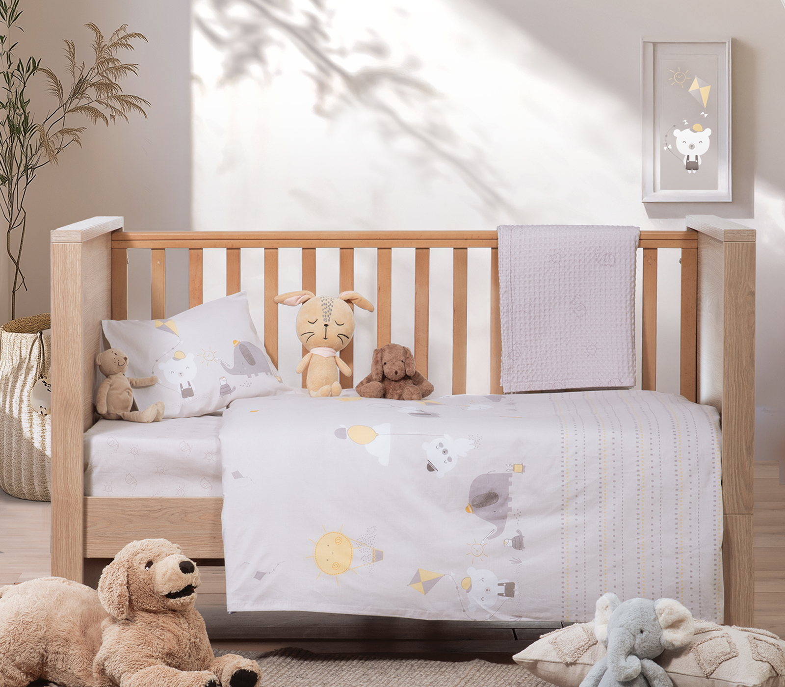 Βρεφικά Σεντόνια Κουνιας Nef-Nef Homeware Happy Days Greige
