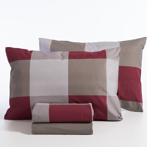 Σεντόνια Υπέρδιπλα Nef-Nef Homeware (Σετ) Casual Check 240x270 Bordo