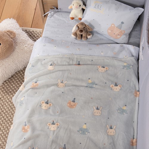 Βρεφική Κουβέρτα Αγκαλιάς Nef-Nef Homeware Fleece Special Party 75X110 Blue
