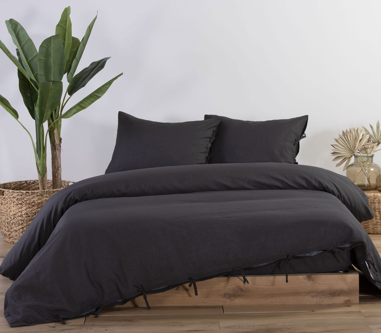 Παπλωματοθήκη King Size Nef-Nef Λινή Cotton-Linen 260Χ240 Anthracite