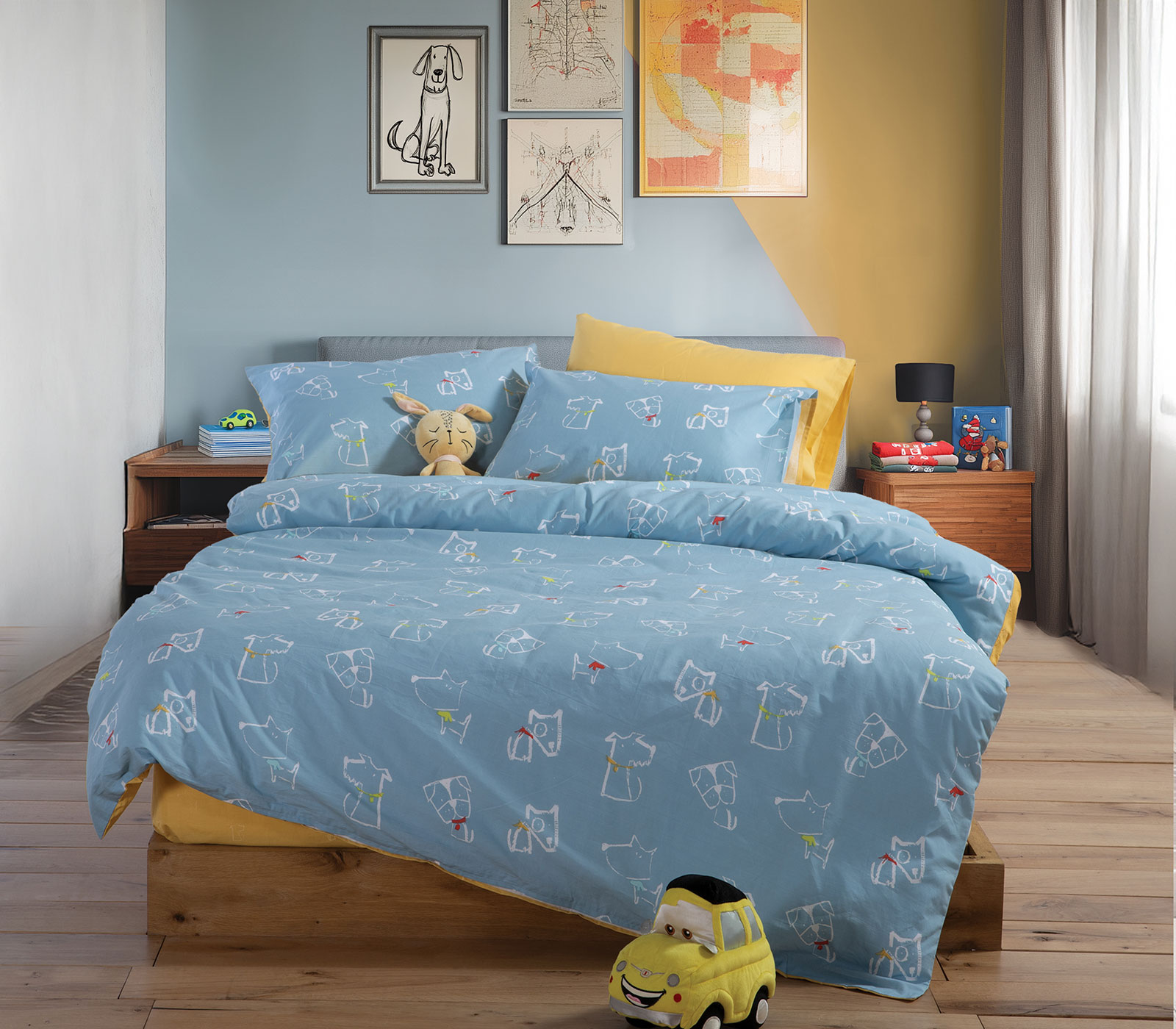 Παιδικά Σεντόνια Nef-Nef Homeware (3ΤΜΧ)  Dog Life 170x260 Blue 