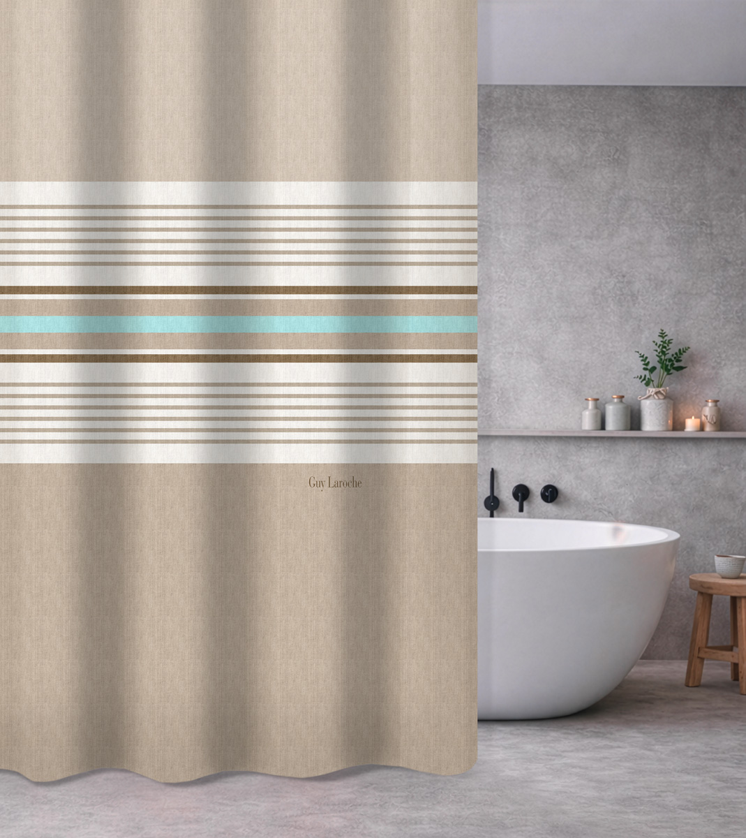 Κουρτίνα Μπάνιου Guy Laroche Pinstripe Natural 240X185