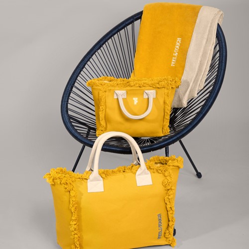 Τσάντα Ώμου Feel & Touch Caribbean Mustard/Ammos 40x35x20cm