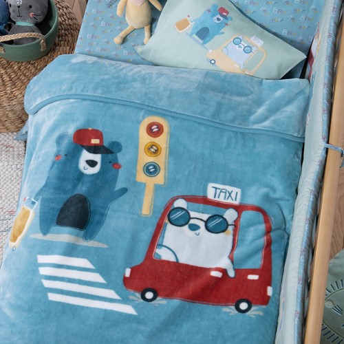 Βρεφική Κουβέρτα Κούνιας Nef-Nef Homeware Traffic 100X140 Αqua