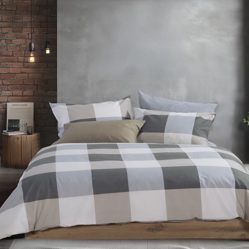 Σεντόνια Υπέρδιπλα Nef-Nef Homeware (Σετ) Casual Check 240Χ270 Grey