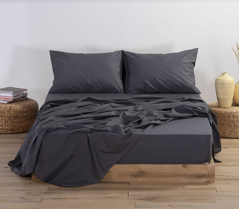 Σεντόνι Ημίδιπλο Nef-Nef Με Λάστιχο Basic 120X200+30 Dark Grey