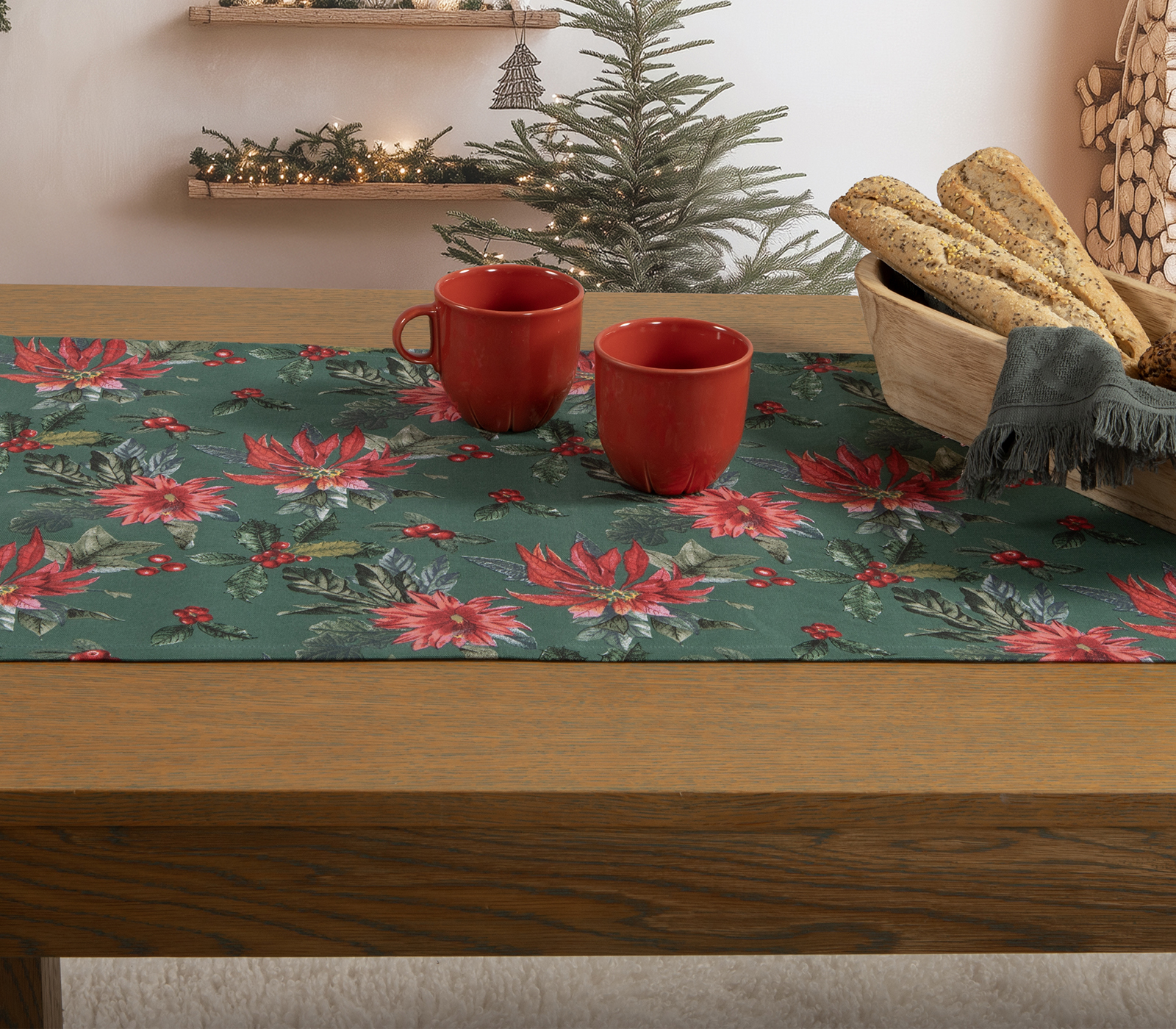 Χριστουγεννιάτικο Runner Nef-Nef Homeware Mistletoe 45X140 green