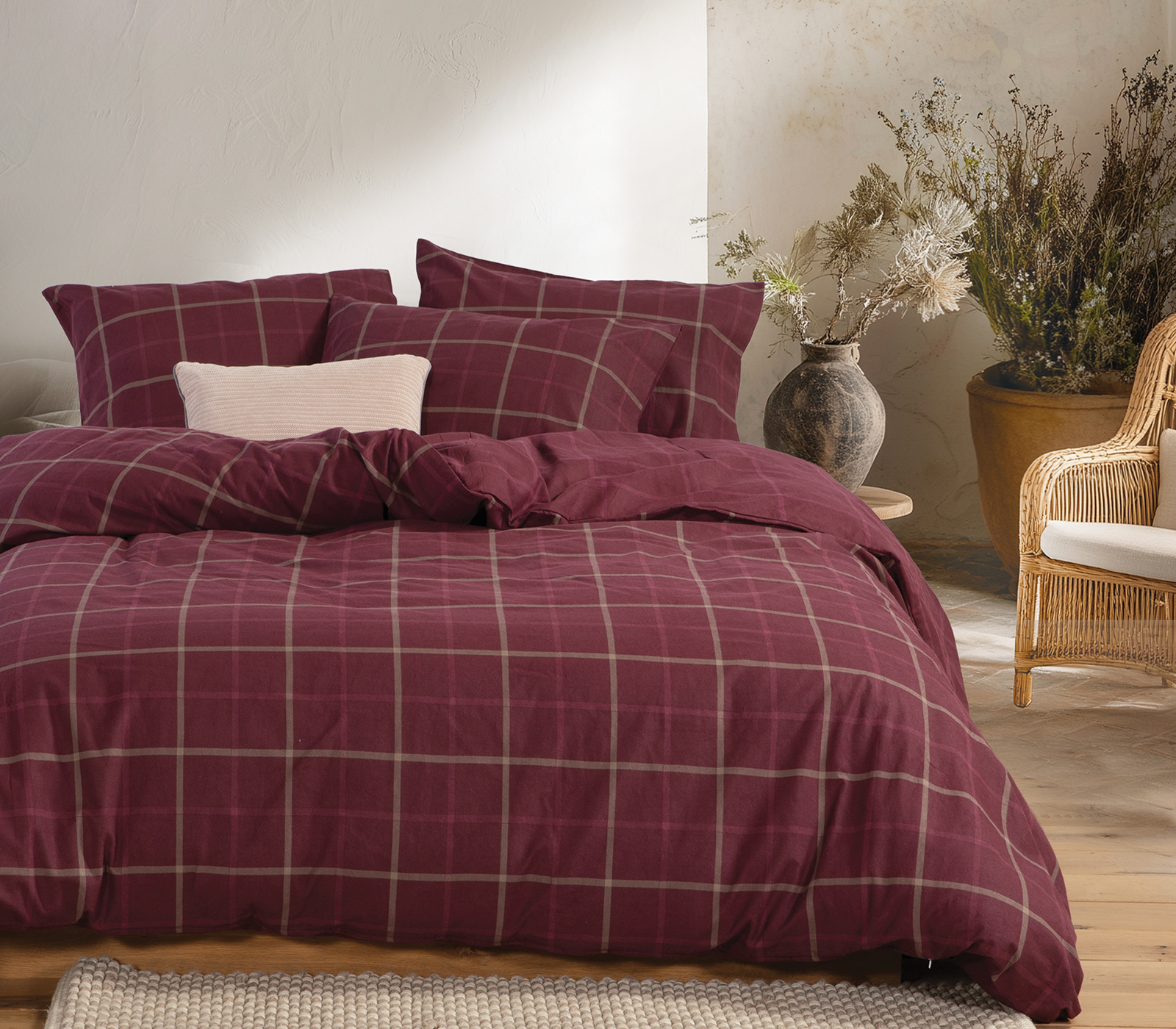 Σεντόνια Φανελένια Μονά Nef-Nef Homeware (Σετ) Naiberg 160x260 Bordo