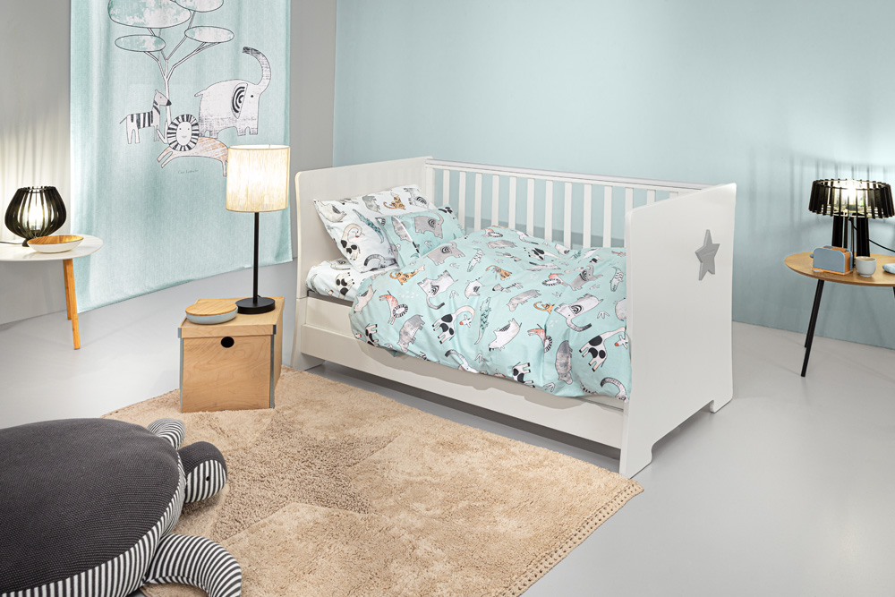 Βρεφικά Σεντόνια Guy Laroche (Σετ) Zootopia Aqua-Grey 115x170