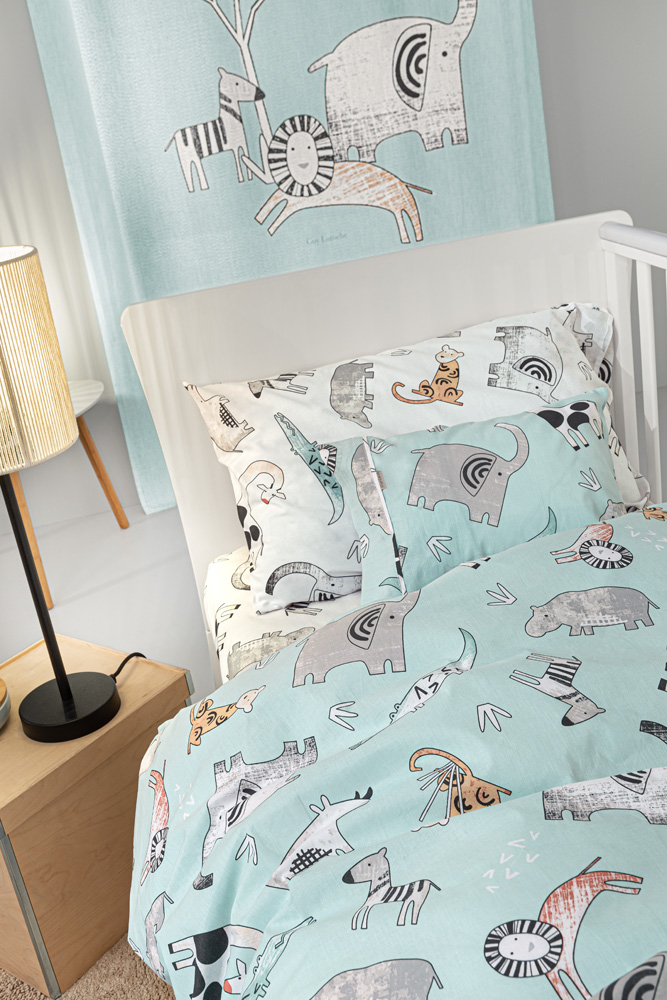 Βρεφικά Σεντόνια Guy Laroche (Σετ) Zootopia Aqua-Grey 115x170