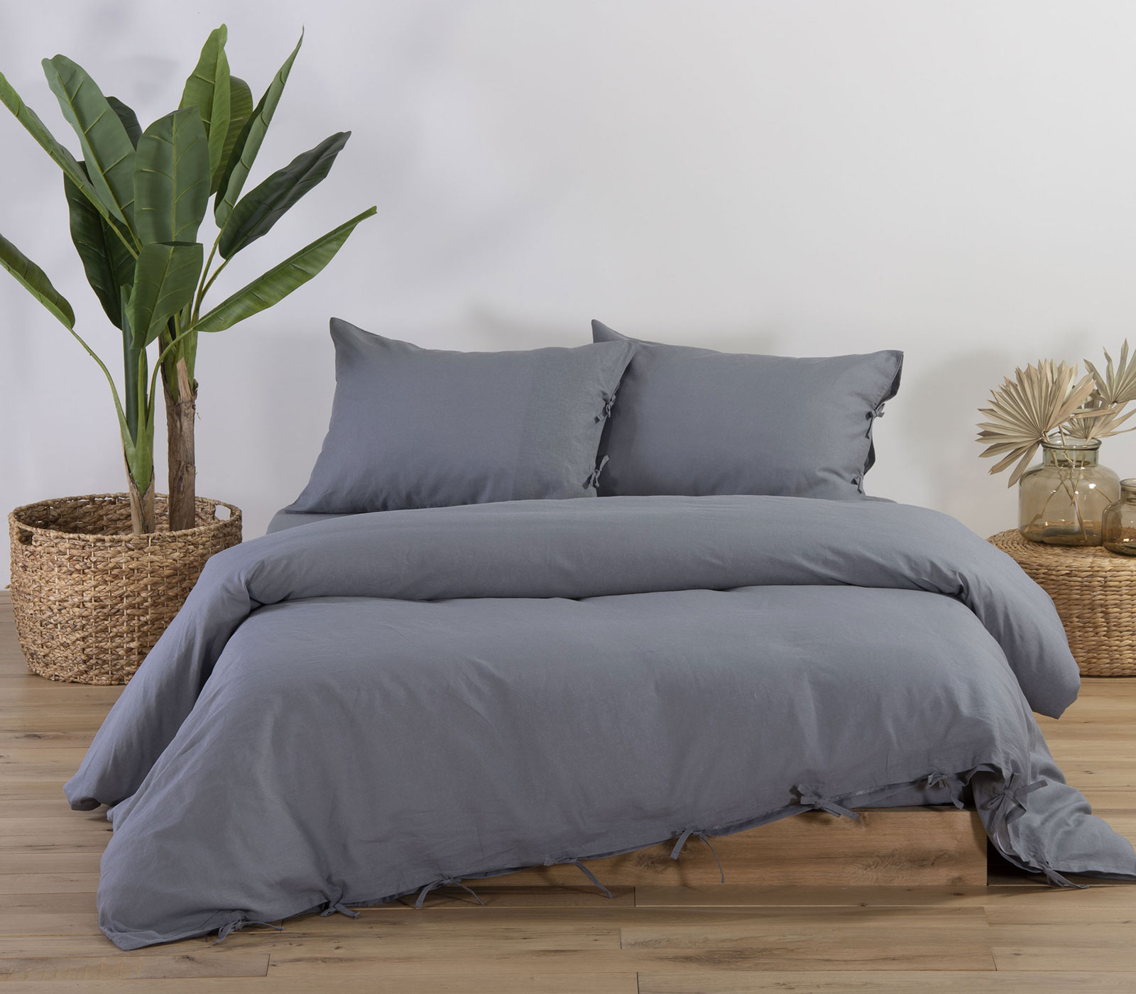 Παπλωματοθήκη King Size Nef-Nef Λινή Cotton-Linen 260Χ240 Grey