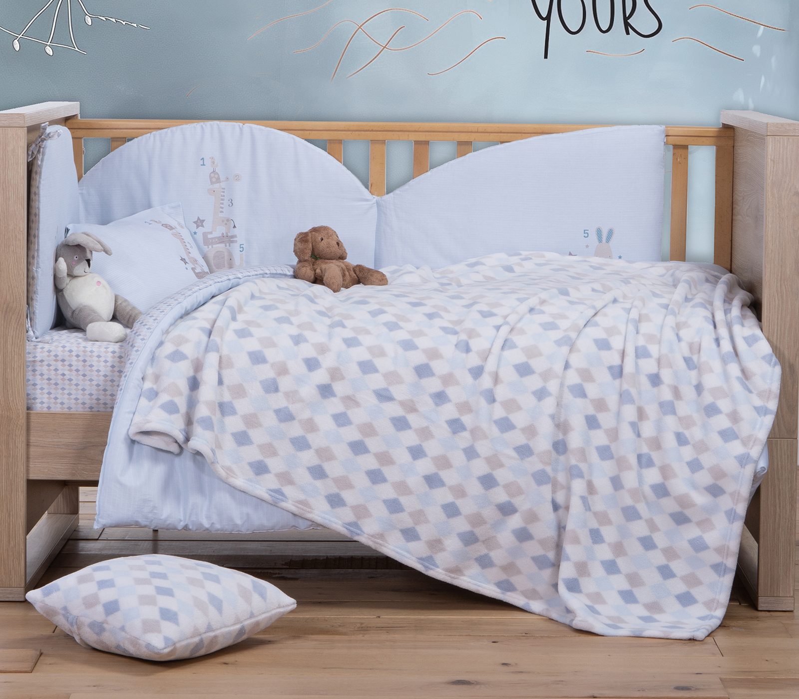  Βρεφική Κουβέρτα Kούνιας Nef-Nef Homeware Fleece Sweet Rhombus 110X150 Blue