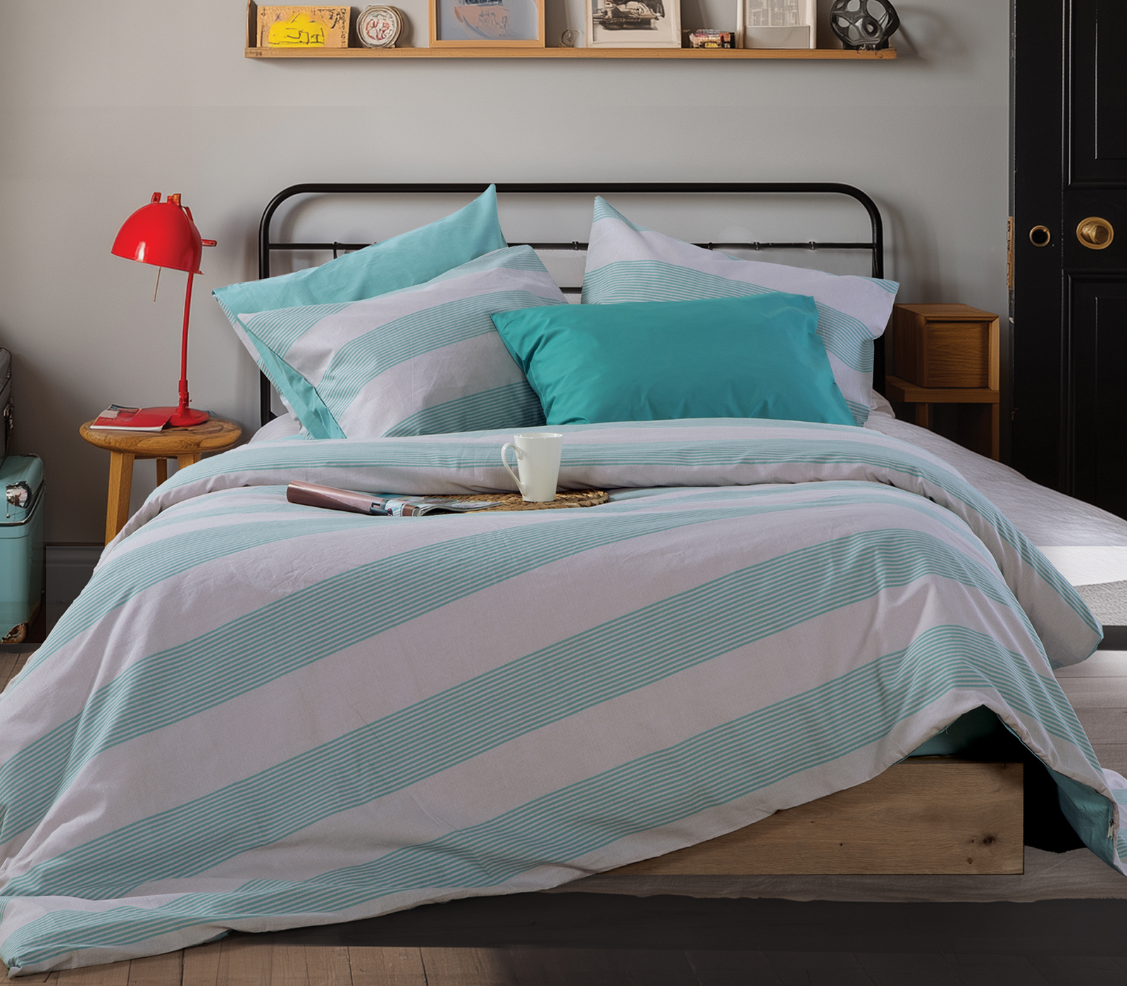 Παπλωματοθήκη Υπέρδιπλη Nef-Nef Homeware (Σετ) Casual Stripe 240x230 Petrol