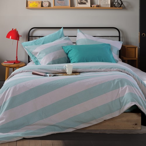 Παπλωματοθήκη Υπέρδιπλη Nef-Nef Homeware (Σετ) Casual Stripe 240x230 Petrol
