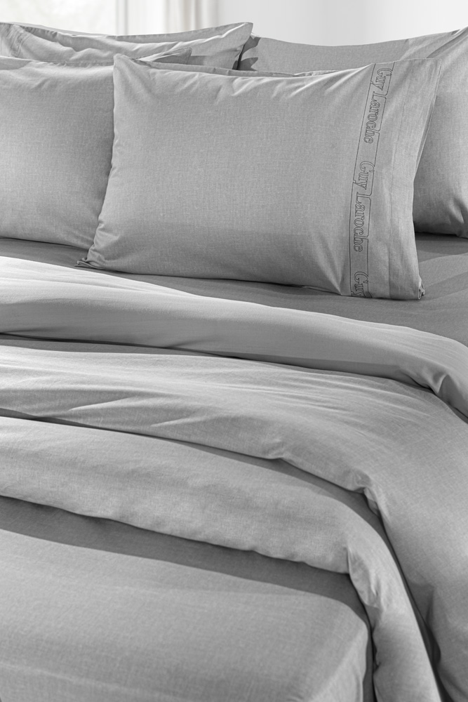 Σεντόνι Ημίδιπλο Μεμονωμένο Guy Laroche Color Plus Silver 120X200+32 Με Λάστιχο