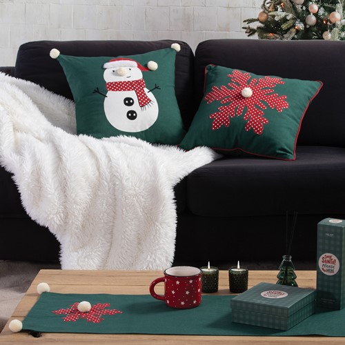 Χριστουγεννιάτικο Διακοσμητικό Μαξιλάρι Nef-Nef Happy Snowman 45X45 Green