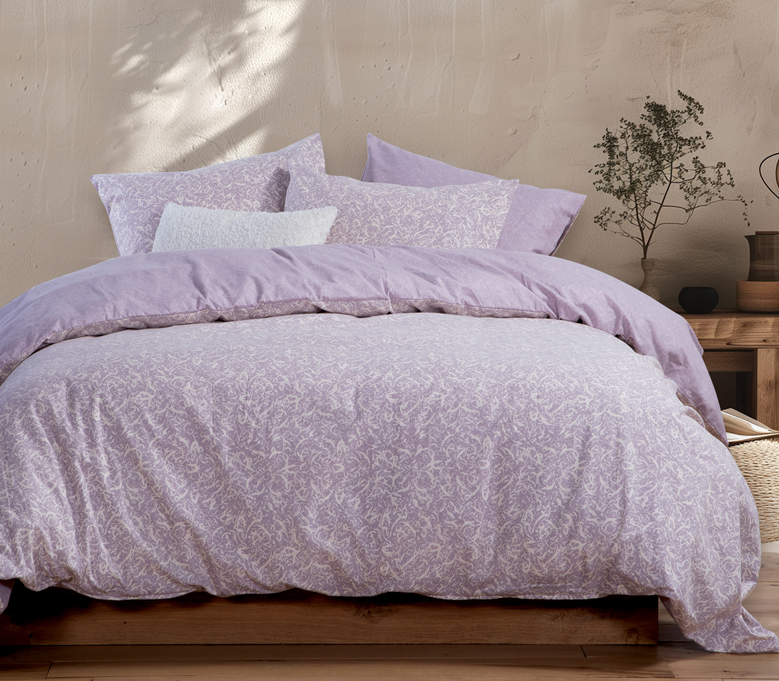 Φανελένια Σεντόνια Nef-Nef Homeware Υπέρδιπλα Με Λάστιχο (Σετ) Sorial 240X260 Mauve