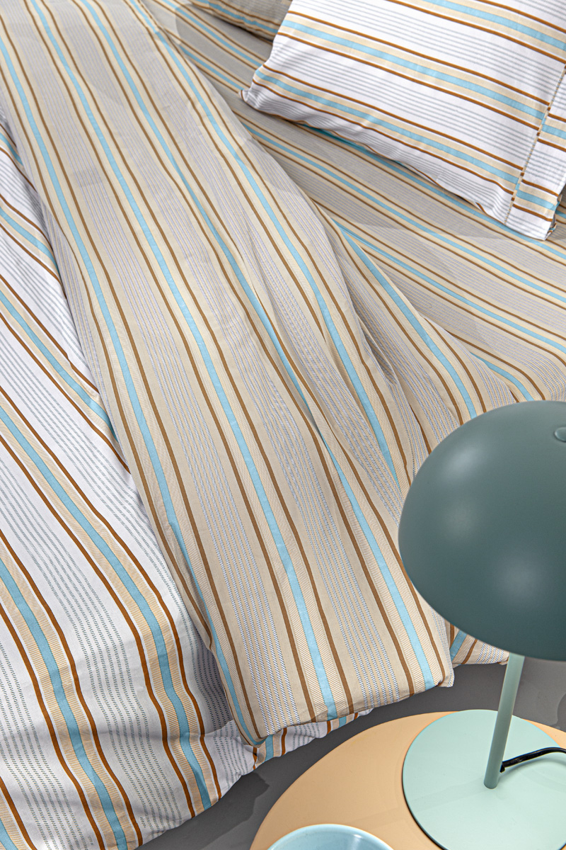 Σεντόνια King Size Guy Laroche Pinstripe Natural 170X200+32 Mε Λάστιχο