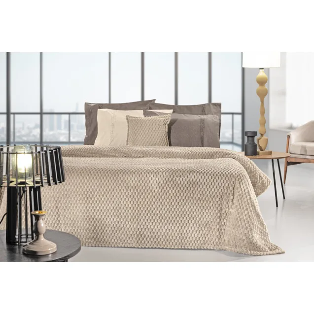 Κουβέρτα Fleece Υπέρδιπλη (220x240)  Guy Laroche Rombus Beige