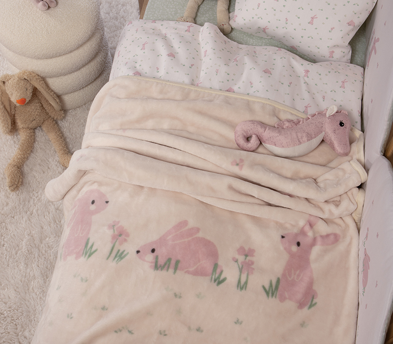 Βρεφική Κουβέρτα Αγκαλιάς Nef-Nef Homeware Country Bunny 75x100 Pink 
