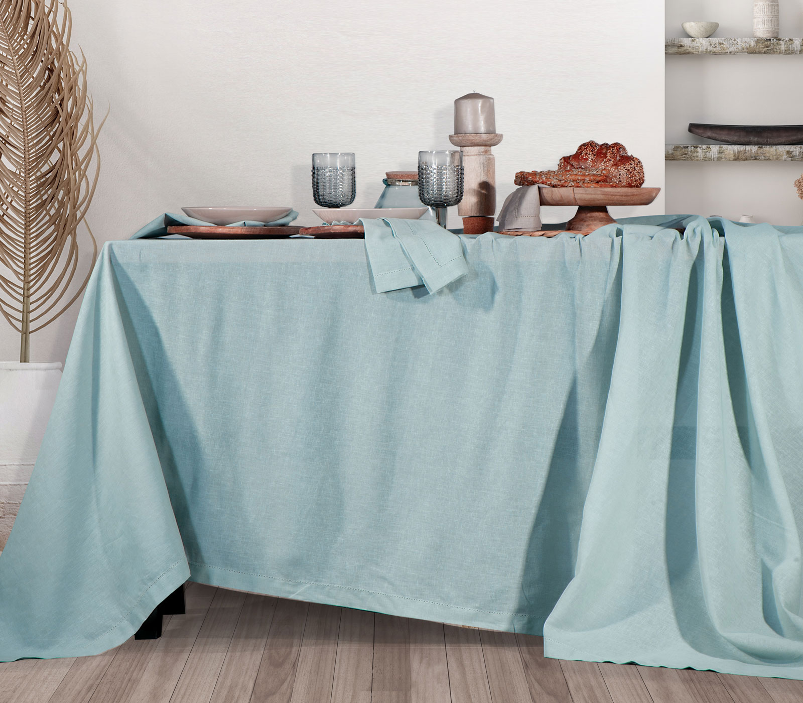 Τραπεζομάντηλο Nef-Nef Cotton-Linen Aqua 150x250