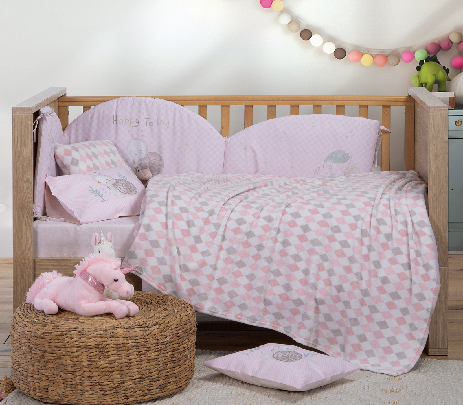  Βρεφική Κουβέρτα Kούνιας Nef-Nef Homeware Fleece Sweet Rhombus 110X150 Pink