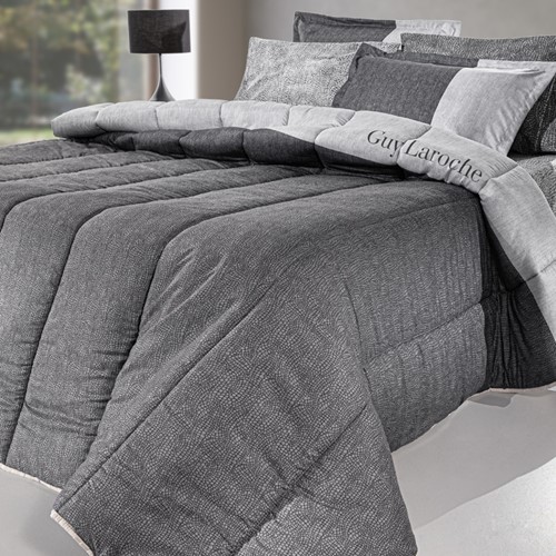 Παπλωματοθήκη Yπέρδιπλη Guy Laroche (Σετ) Safari Suede Anthracite 225X245